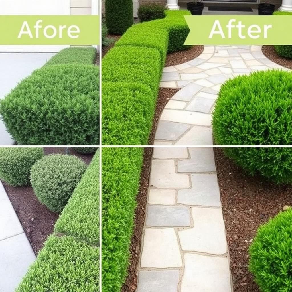 Hedges trimmed and pathway cleared — after