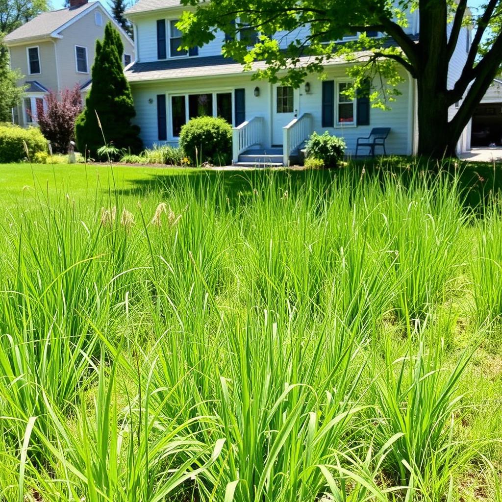 Overgrown lawn restored — before