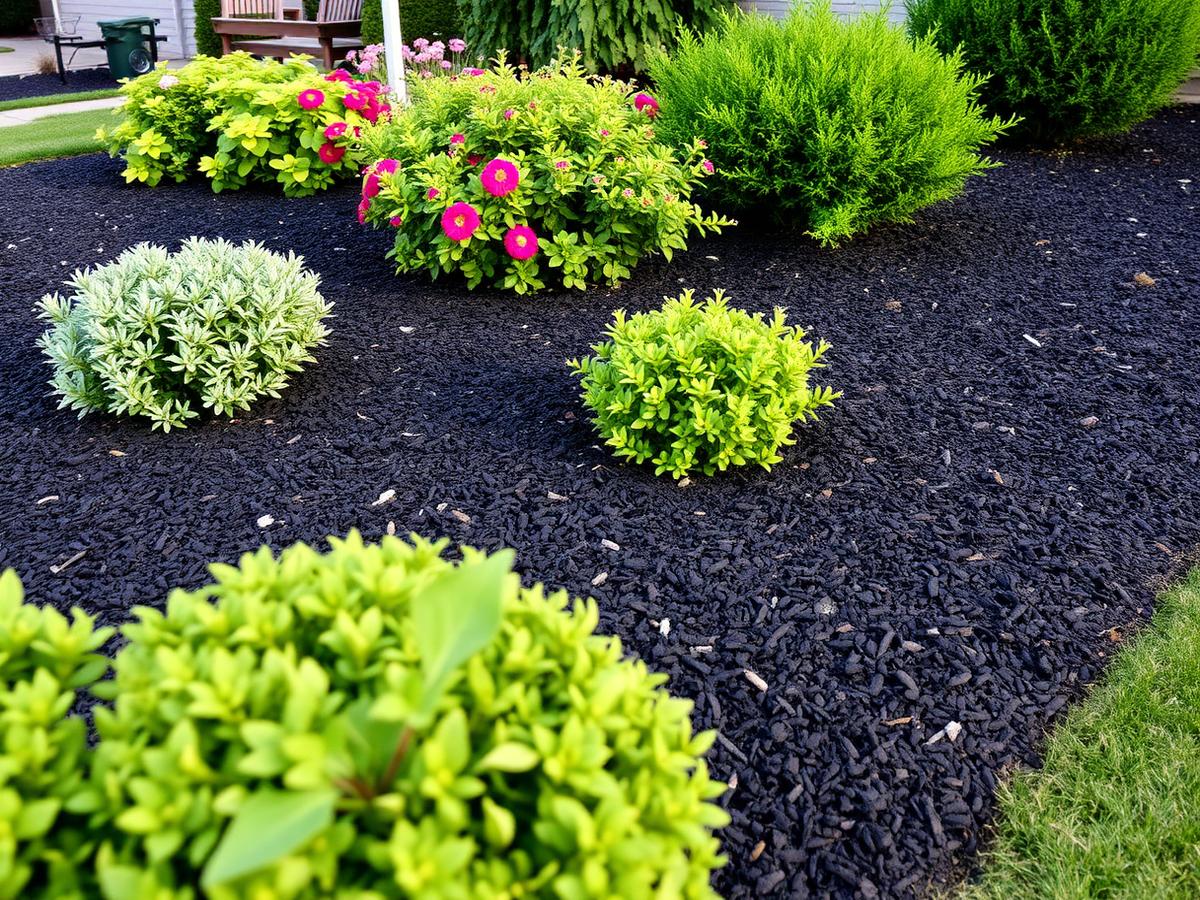 Fresh mulch around garden beds